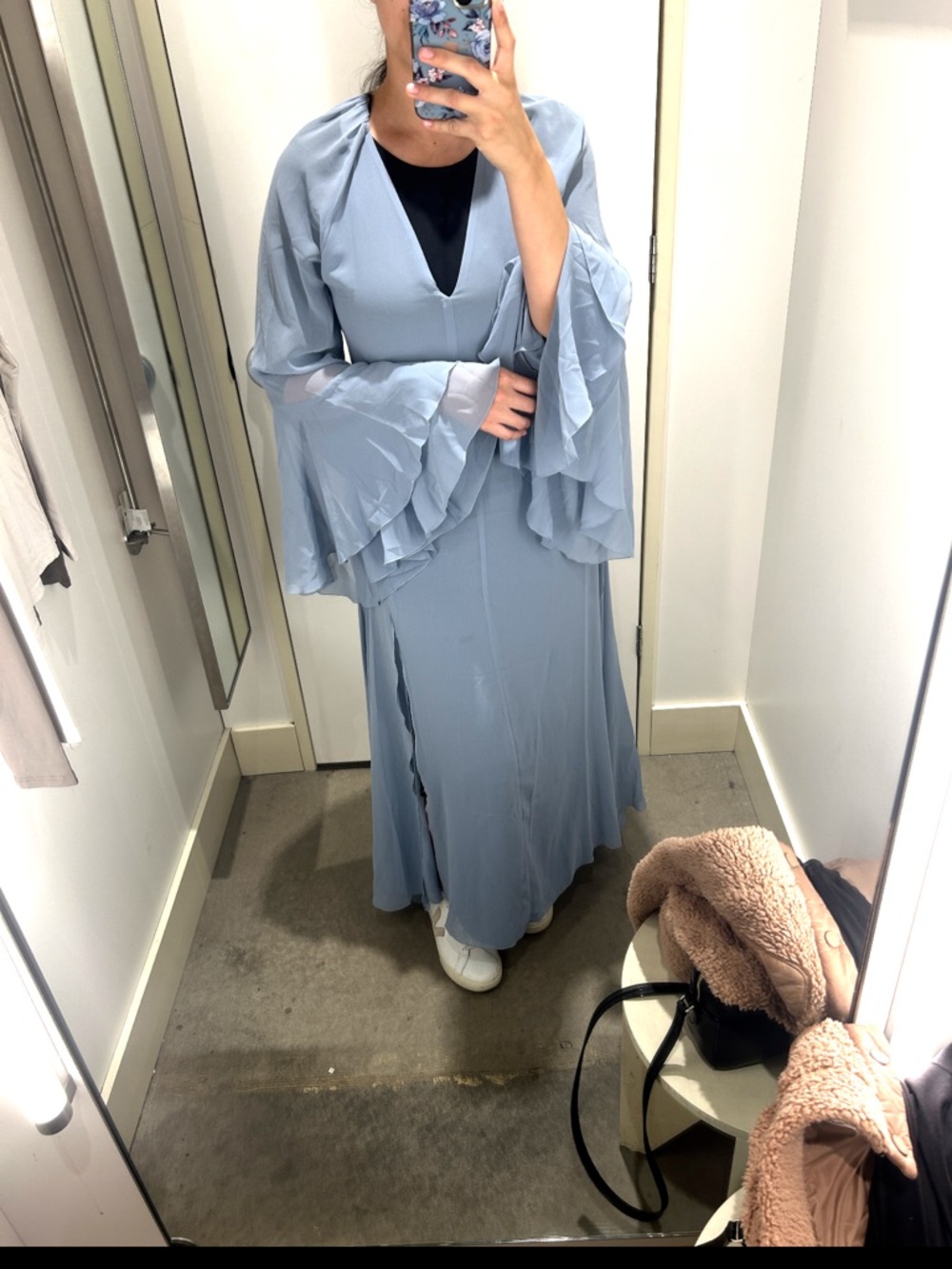 H&M edition Light Blue Ruffle Sleeve Maxi Dress - Picture 2 of 7